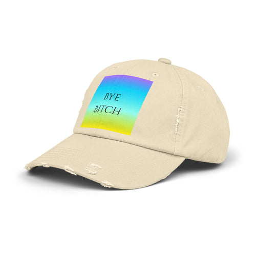 Colorful Distressed Cap with 'Bye Bitch' Design, Unisex Fashion Hat, Trendy Summer Accessory, Gift for Friends, Casual Outdoor Wear