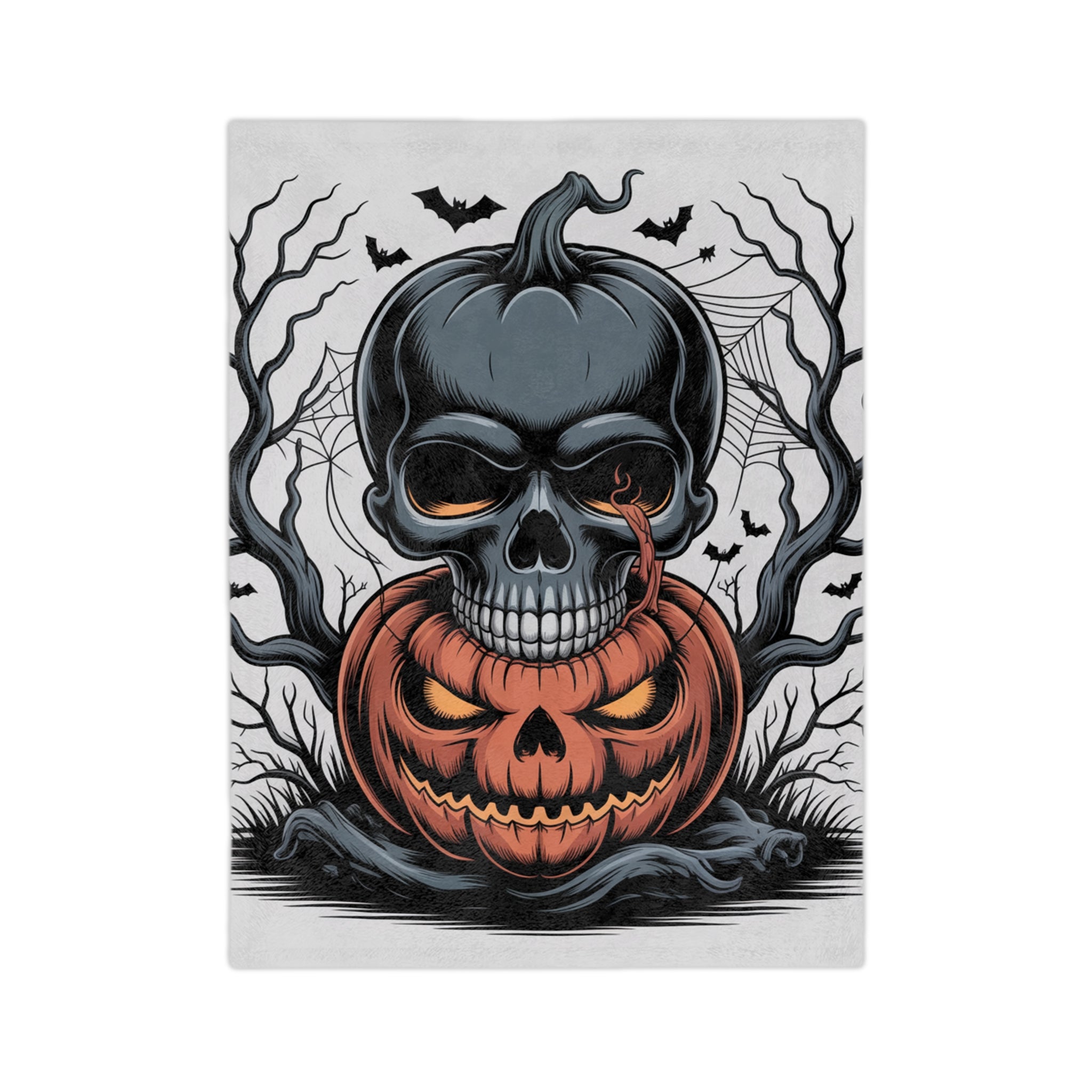Halloween Skull Pumpkin Blanket, Cozy Fall Decor, Spooky Home Accents, Warm Throw for Special Occasions