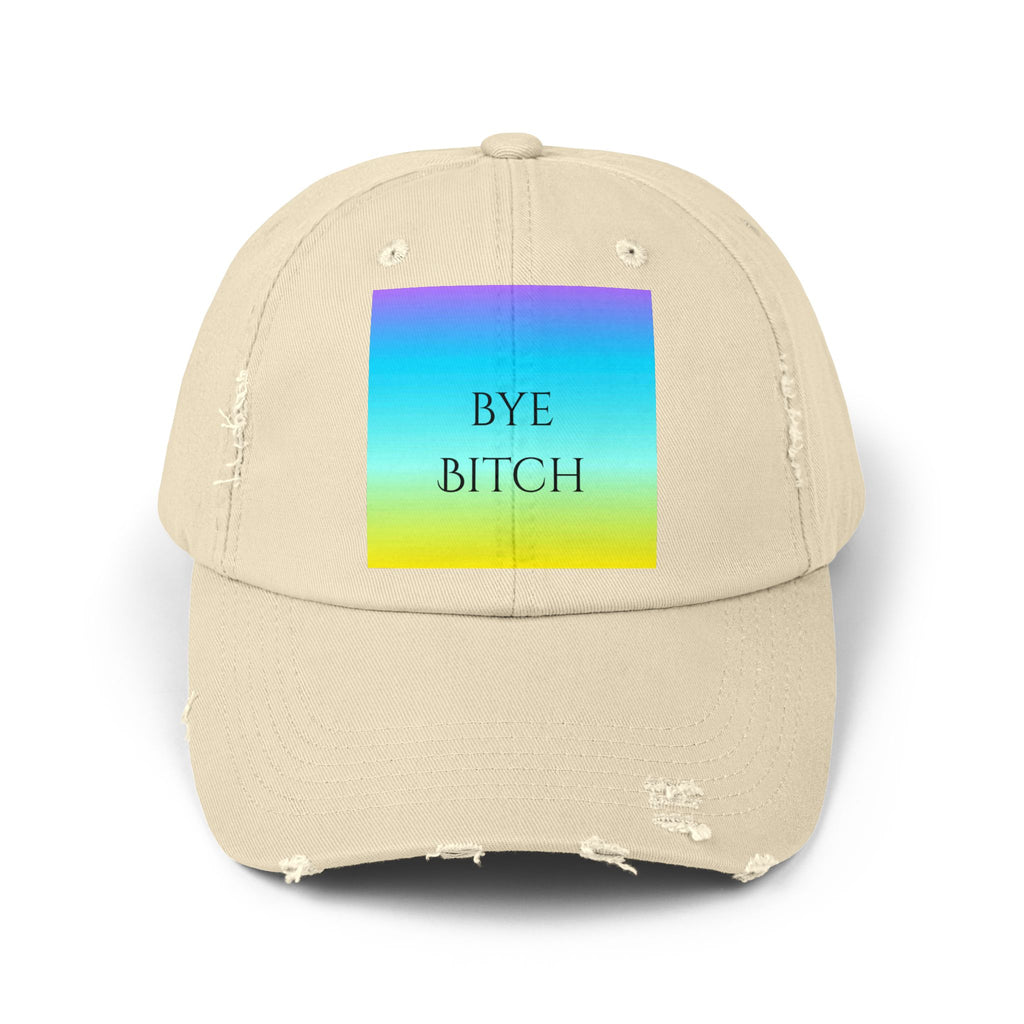 Colorful Distressed Cap with 'Bye Bitch' Design, Unisex Fashion Hat, Trendy Summer Accessory, Gift for Friends, Casual Outdoor Wear