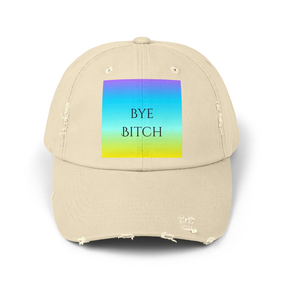 Colorful Distressed Cap with 'Bye Bitch' Design, Unisex Fashion Hat, Trendy Summer Accessory, Gift for Friends, Casual Outdoor Wear
