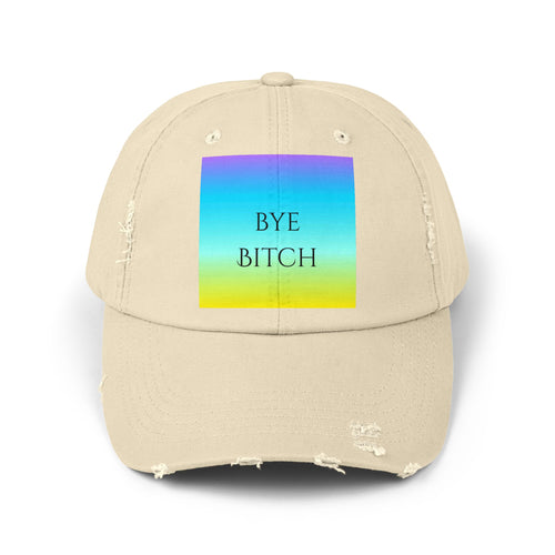 Colorful Distressed Cap with 'Bye Bitch' Design, Unisex Fashion Hat, Trendy Summer Accessory, Gift for Friends, Casual Outdoor Wear