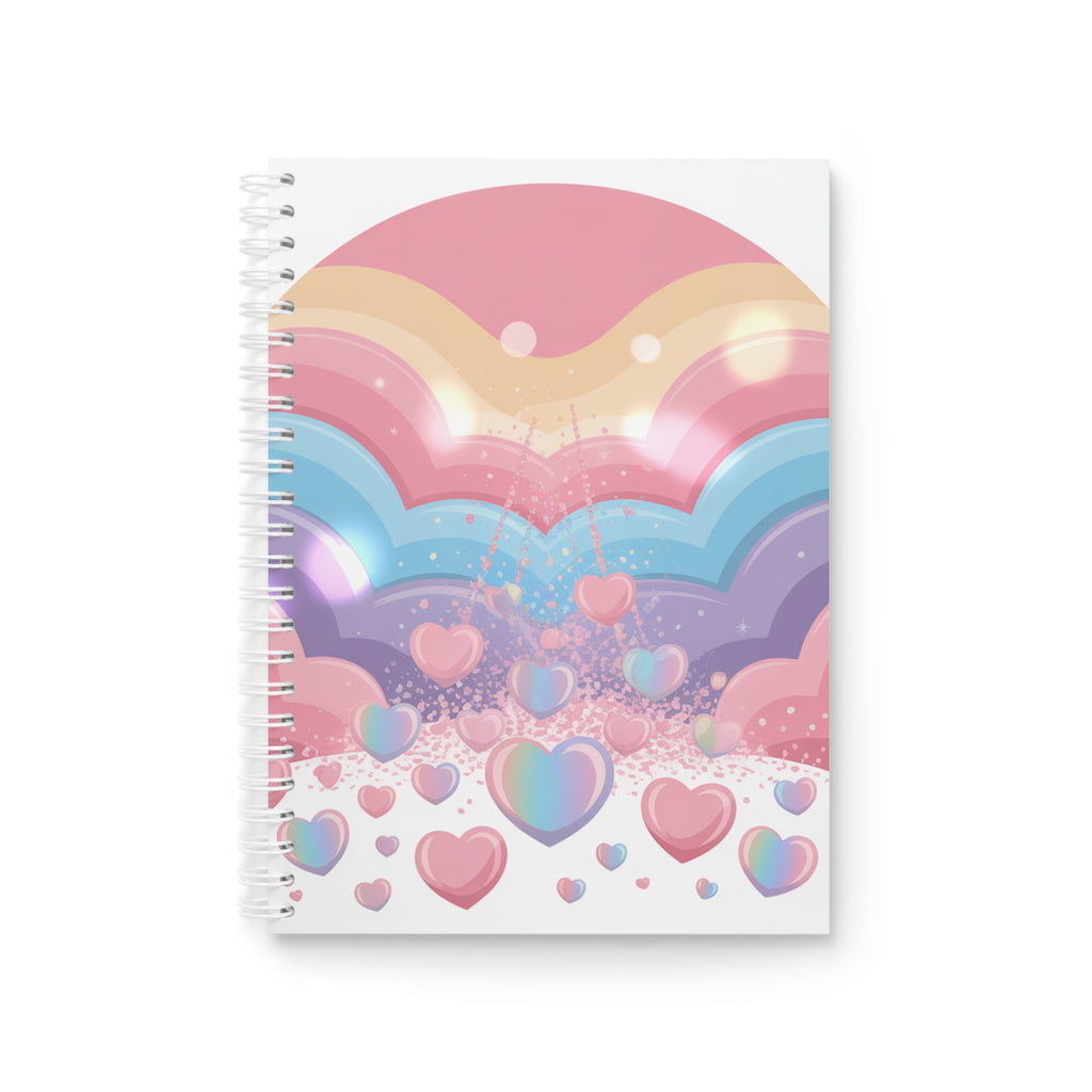 Rainbow Hearts Spiral Notebook - Cute Stationery for Journaling, Gifts for Her, School Supplies, Love Notes, Inspiration