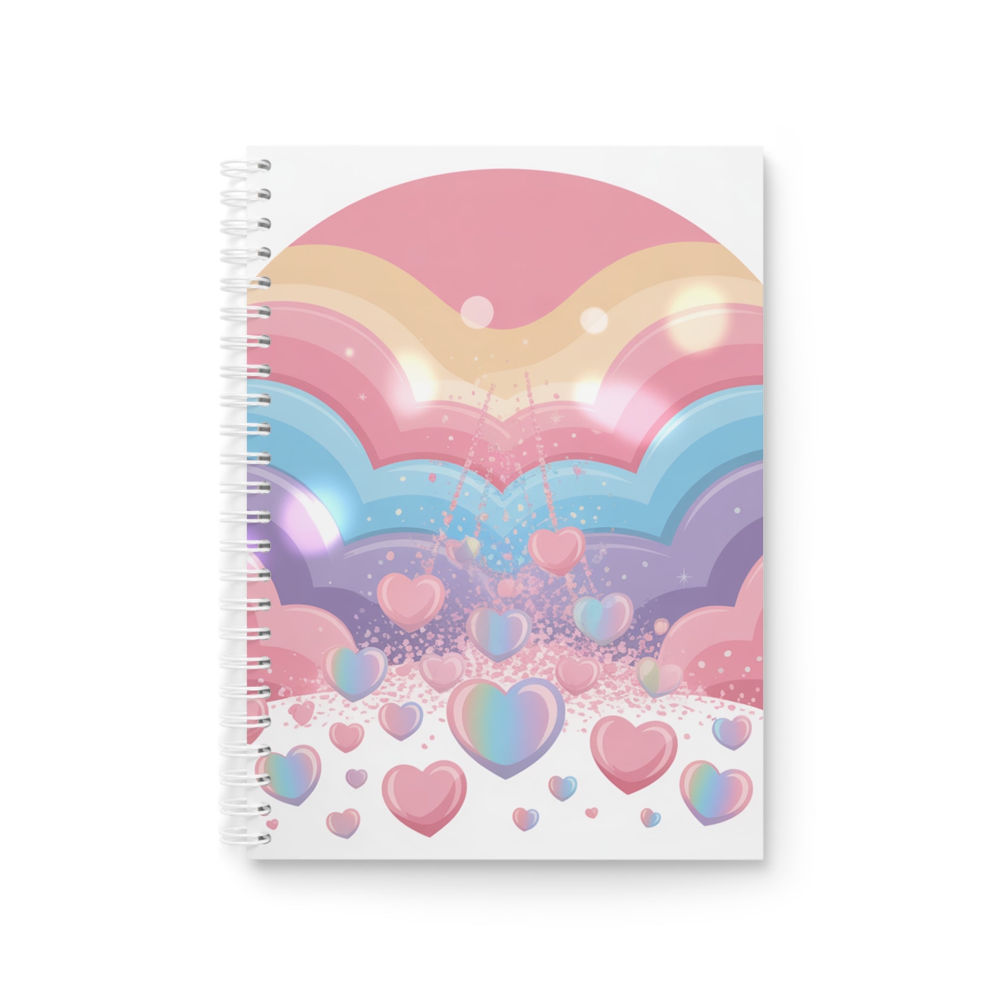 Rainbow Hearts Spiral Notebook - Cute Stationery for Journaling, Gifts for Her, School Supplies, Love Notes, Inspiration