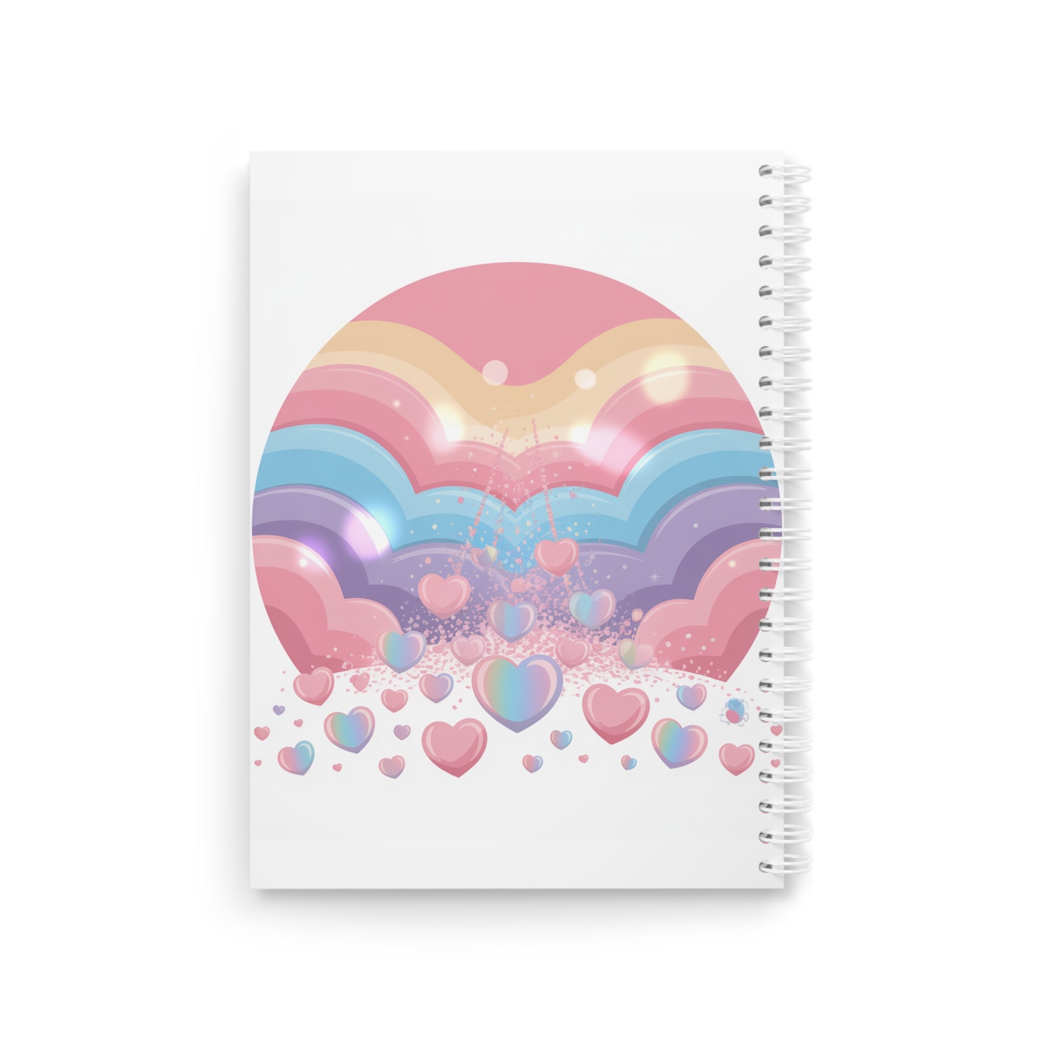 Rainbow Hearts Spiral Notebook - Cute Stationery for Journaling, Gifts for Her, School Supplies, Love Notes, Inspiration
