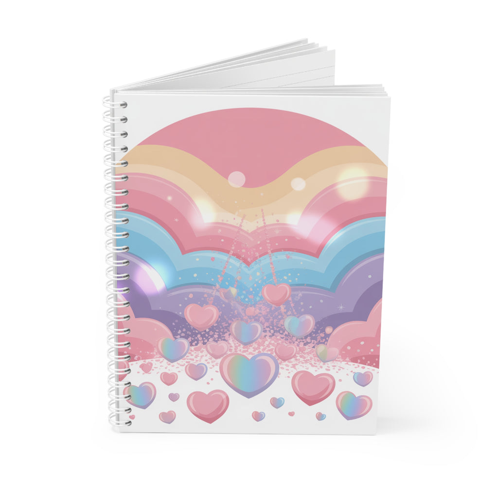 Rainbow Hearts Spiral Notebook - Cute Stationery for Journaling, Gifts for Her, School Supplies, Love Notes, Inspiration