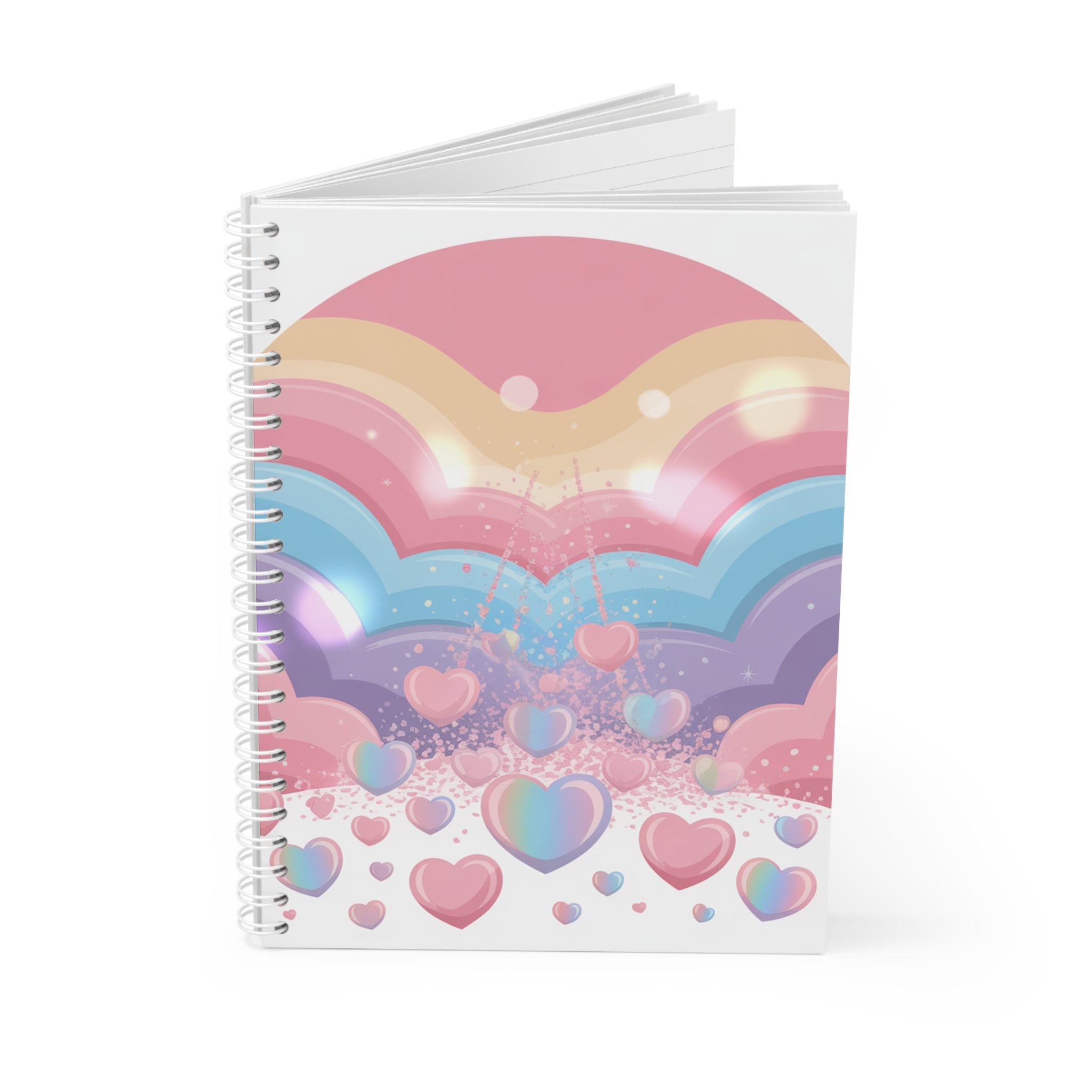 Rainbow Hearts Spiral Notebook - Cute Stationery for Journaling, Gifts for Her, School Supplies, Love Notes, Inspiration